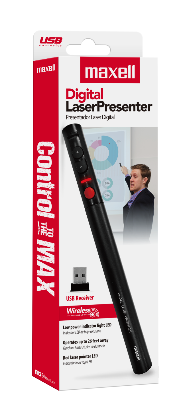 PRESENTADOR LASER CON ADAPTADOR USB-A Y USB-C